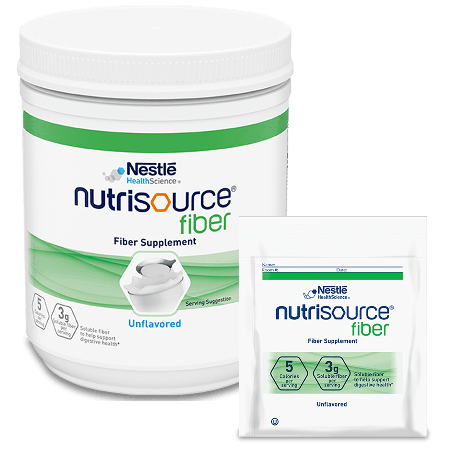 Nutrisource® Fiber Supplement unflavored food and drink mix in container and individual serving packet